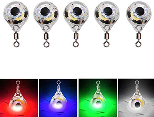 LED Angeln Licht Angelköder Licht, 5 Stück LED Unterwasser Angellicht Augenförmige Nachtlampe Strobe Blinklicht Lure Attractor Lure Bait Tool