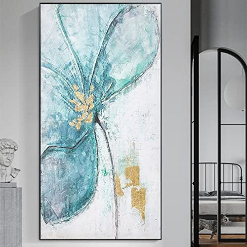 RGVV Gemälde Abstrakt Modern,Moderne Kunst Handgemalte Wandmalerei Abstrakte Blume Ölgemälde Original Rahmenlos Strukturierte Kunstwerke Große Wandkunst Für Wohnzimmer Schlafzimmer,60X120Cm(23.6X47.