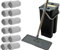 SWISSPACK Floor Mop and Bucket Set − Easy and Simple Squeeze Mop Bucket, Flat Mop with(1 Year Supply) 12-Pack Replacement Machine Washable Microfibre Mop Pads for All Floors Types (Black)