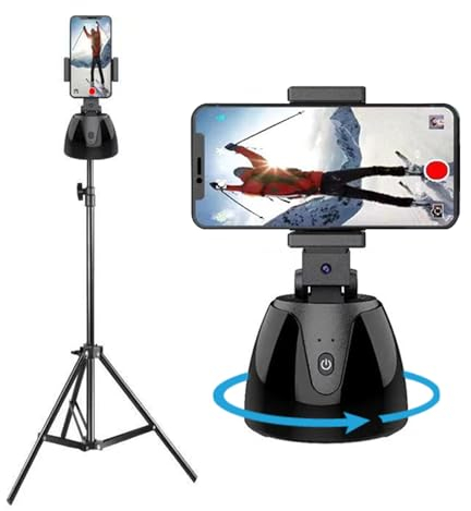Smart Tracking Phone Holder Rotation App Required Cell Phone Stand Face& Body Auto Tracking Phone Holder for Live Streaming/Vlogging/Video Shooting/All Phones/Tablets