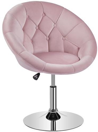 Yaheetech Swivel Vanity Chair Dressing Table Chair Comfy Vanity Stool for Bedroom Salon Make up Room, Pink