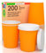 Lot de 200 verres à café à emporter en papier orange 200 ml avec couvercle en papier boissons chaudes et froides, thé infusés d'eau écologiques biodégradables tasses jetables colorées + 200 couvercles