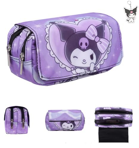 AII Lover trousse à crayons japonaise Anime Kawaii, porte-clés, double fermeture éclair, grande capacité, cadeau portable