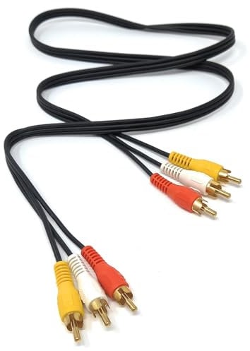 DRUT 1m 3 RCA to 3 RCA Phono Male Plug Triple Jack Cable AV Audio Video Composite Lead (3.3ft)