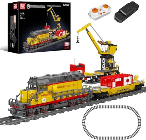 Mould King 12027 Technik Zug Eisenbahn Bausteine Modell, 1170 Teile Diesellokomotive Ferngesteuertes Zug Modellbausatz Bausteinset als Spielzeug/Geschenk/Sammlerstücke