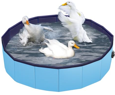 Juome Foldable Duck Swimming Pool, Portable Pond Pool for Ducks, Collapsible Hard Plastic Swimming Pool for Pets Dogs and Cats for Indoor and Outdoor