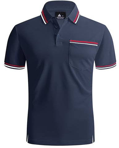 JACKETOWN Poloshirt Herren Kurzarm Polohemd Atmungsaktiv Schnelltrocknend T Shirts Männer Polo Shirt Herren Mit Brusttasche Sommer Golf Tennis Sports Regular Fit Poloshirt