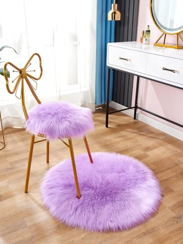 YUGWNN Helles Lila Waschbarer Klein Teppich Rund, Stuhl Sitzkissen,Flauschiger Teppiche,Teppich Schlafzimmer Rundezur, Dekoration Von Wohn-, Schlaf- Oder Kinderzimmer,Fotografie-Requisiten,30 cm runde