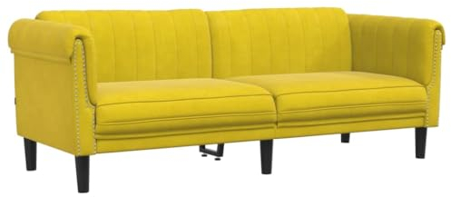 vidaXL Sofa 3-Sitzer, Couch mit Armlehnen Rückenlehne Stützbeine, Loungesofa für Wohnzimmer, Polstersofa Sofagarnitur, Modern, Gelb Samt
