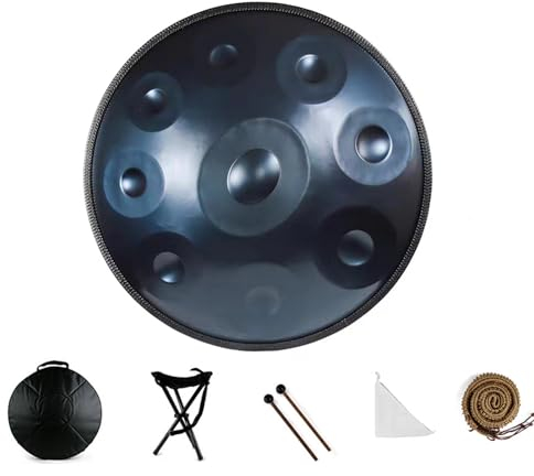 MEOYCHB Handpan Gold Harmonisches Handpan Drum in D-Moll,9 Töne,22 Zoll Handpan mit Tasche,Percussion für Klangheilung,persönliche Meditation,Yoga