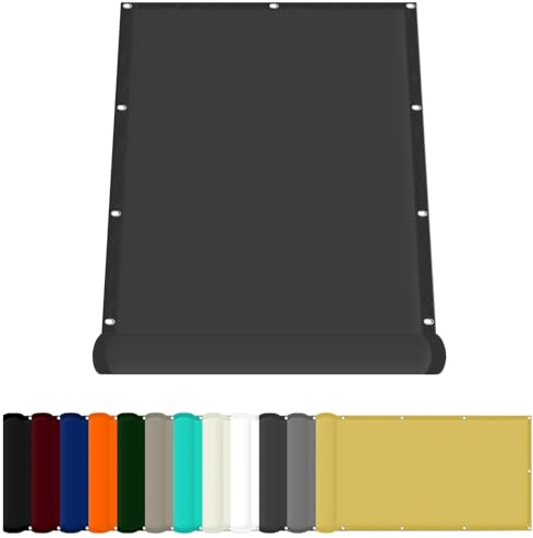 Schattiernetz mit Ösen 120 x 350 cm Windschutz Rechteck Balkon Sichtschutz Uv-Schutz-Polyestergewebe mit Seil Sonnenschutz für Garten Terrasse Und Balkon, Dunkelgrau