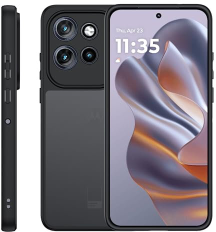 zZjoOoj Étui pour Motorola Moto Edge 50 Neo - Transparent mat - Anti-chocs - Dos rigide mat antidérapant - Extra fin et résistant aux rayures - Noir mat