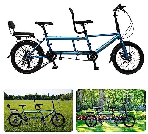 Tandemfahrrad zum Radfahren, klassisches Tandem Erwachsene Beach Cruiser Fahrrad mit 20 Zoll Rädern, Blau - Maximale Belastung 200kg