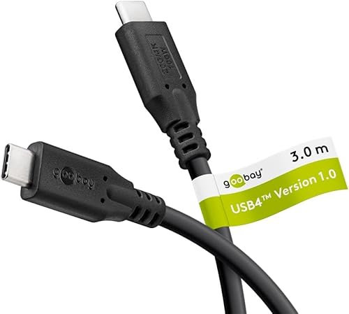 goobay USB-C Gen 4 Kabel 100 W Schnellladekabel 20 Gbits Datenübertragung (PD) / Typ C Ladekabel Thunderbolt 3 & 4 Datenkabel/MacBook, iPad, HP, Dell / 3m / 74198