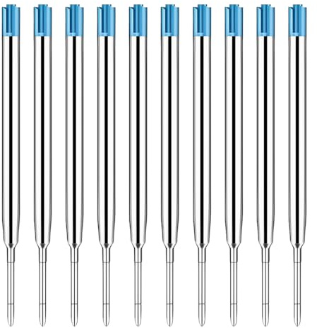 QOWIJEX 10 Stück Kugelschreiber minen Großraumminen Metall Kugelschreiber Ersatzminen für das G2-Format Kompatible Minen 1,0mm Strichstärke(Blau)