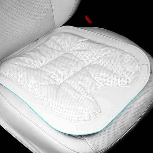 Ywooon Sitzkissen Auto, Premium Nappa Leder Rear Sitzkissen Autositzschoner Atmungsaktiv, Anti Rutsch Auto Rear Sitzauflage Sitzkissen Sitzbezüge Universal für Auto, Bürostuhl (Weiß, 1 Stück)