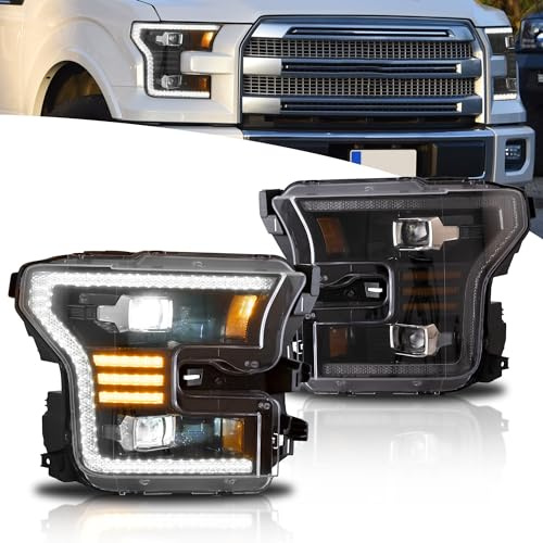 VLAND Scheinwerfer kompatibel für F150 2015-2017 / F150 SVT RAPTOR 2016-2021, Kein E-Prüfzeichen, 1 Satz - Weißes Tagfahrlicht