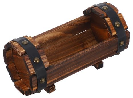 MOBUTOFU Carbonized Wood Windowsill Planter Outdoor Barrel Planter for Balcony Low Maintenance Flower Pot for Succulents Vegetables