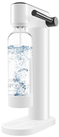 kisidus Wassersprudler Weiss inkl. 1 Liter Flasche, Stylisch und platzsparend, Höhe 42,3 cm