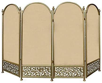 Fireplace Safety Screen Fireplace doors Fireplace screens Interior 4 wrought iron panels Large screens Spark screens Fence and arch designs (Gold)(Gold)