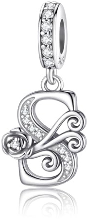ChenYuTe Geeignet für Pandora Armband Brief Charms, romantische Rose Charms, Schmuck Geschenke für sich selbst, Mama, Tochter, Freundinnen