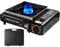 Réchaud à Gaz de Camping, Réchaud Camping Compact à Allumage Piézo, Cuisinière de Camp 1 Flamme, Puissance 2900 W, avec Anneau Coupe-vent et Mallette de Transport pour Pompe à air MSF-1A 227 g