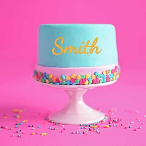 Custom Acrylic Cake Topper with Name – Personalized Multicolor Birthday, Wedding, Anniversary Cake Decoration – 3mm Durable Acrylic Name Plate Party Cake Topper & Keepsake Charm (Gold)