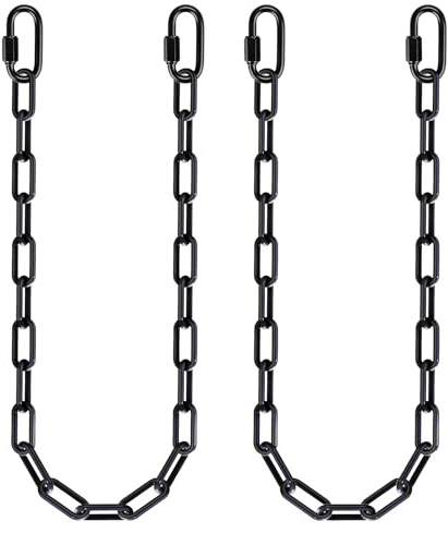 BeneLabel 2 cadenas de columpio, cadena para silla colgante de 114 cm, cadena de acero resistente ajustable para hamaca, suspensión con mosquetón, extensión para saco de boxeo, fijación, 5 mm de