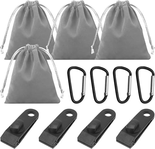 KQDRAVINE 4 Stück Tragbare Gewichtstasche, Sandsäcke Gewichtstaschen Beingewichte mit 4 Karabiner, 4 Clips, geeignet zum Befestigen von Pavillon Standfüße Zelten Tischdecken Patio Shelter Trampolin