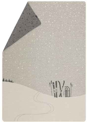 David Fussenegger Wohndecke Silvretta 'Ski, Rodel' 140 x 200 cm Rohweiß- Grau