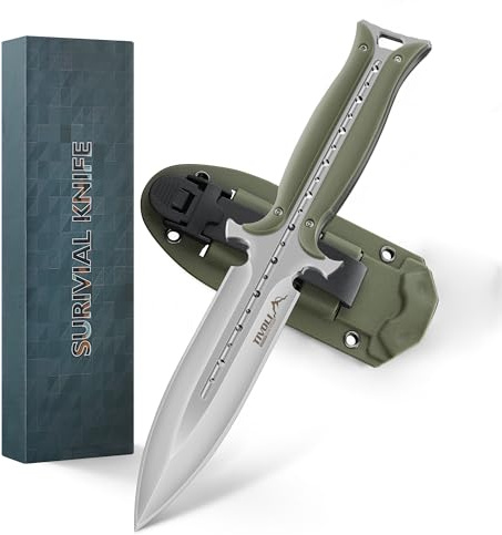 TIVOLI Outdoor Messer 440C Edelstahl Full Tang G10 Griff Oliv