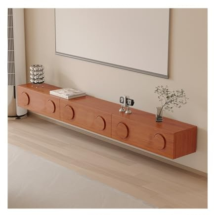 GLigeT Sospeso Mobile TV sospeso Minimalista, Centro di intrattenimento a Parete con 2 cassetti, Console multimediale Mobile(Bruin,200x24x20cm)