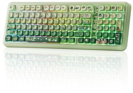 KiiBoom Phantom98 Lite 96% Wireless Mechanical Gaming Keyboard, VIA Programmable, Creamy Keyboard with Gasket, 8000mAh Battery, Hot Swap, RGB Backlits, NKRO for Win/Mac (Green, Mossy Silent Switch)