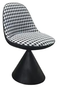 OUTIFUOTPP Minimalistischer Esszimmerstuhl im italienischen Stil, drehbarer Make-up-Hocker, Design-Schlafzimmer-Waschtischstuhl, Arbeitszimmer-Schreibtischstuhl(Black and White Fabr)