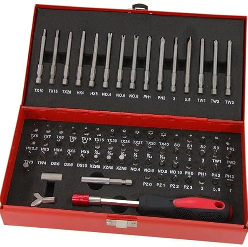 Neilsen CT1209 75pc Security Bit Set - Includes Clutch, Flat, Hex, Phillips, Pozidriv, Spanner, Spline, Square, Torq, Tri Wing, Star Bits, with Wing Nut Driver and Bit Adaptor
