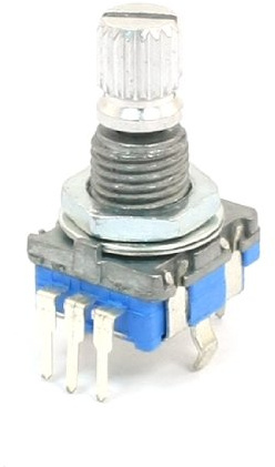 uxcell 360 Grad 20 Rastend 5Pin Digital Drehgeber Momentan Schalter Druckknopf Blau, Silber-Ton