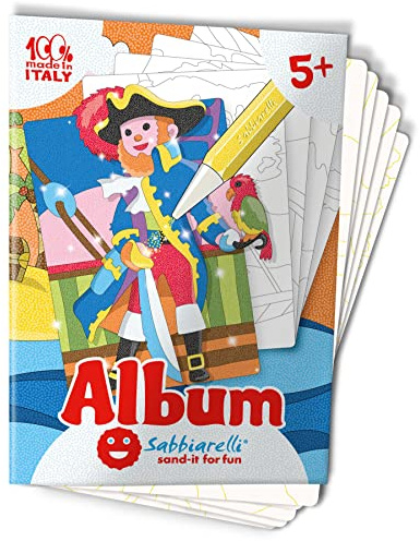 Sabbiarelli – Album Die Piraten | Klebebögen für Sand Art | Enthält 5 Klebemotive A5 | 100% Made in Italy | Kreativer Bastelspaß | Kinder 5-12 Jahre | FARBSAND NICHT ENTHALTEN