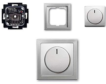 Komplett-Set Busch-Jaeger (Original), LED-Drehdimmer in PUR Edelstahl - 866K neues Modell 6523 U-102 - Nachfolger zu 6523U