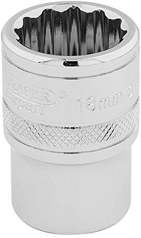Draper 33202 1/2 Square Drive 12 Point Socket, 18mm Size , Blue
