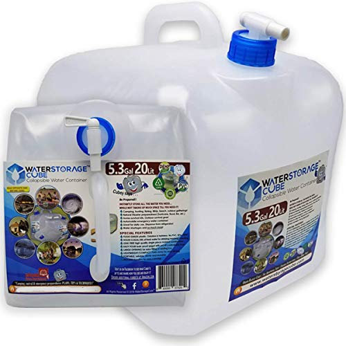WaterStorageCube, BPA-frei, faltbarer Wasserbehälter mit Zapfen, Camping Wasserbehälter für Outdoor-Aktivitäten, Wandern, Hurricane, Notfall, faltbar, tragbar, FDA-Wasserkanteen,20L, 5.3 Gallon