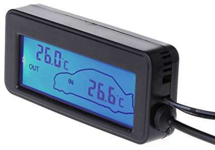 haia7k4k Mini thermomètre numérique d'intérieur et d'extérieur pour voiture avec écran LCD 12 V et capteur de câble de 1,5 m