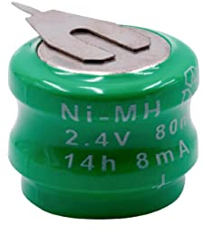 vhbw NiMH Batteria a bottone di ricambio 2 pin tipo V80H 80mAh 2,4V compatibile con batterie compatibile con modellismo, luci solari ecc.