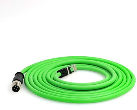 DRRI Câble Ethernet blindé M12 4 broches D-Code mâle vers RJ45 étanche pour applications Ethernet industrielles (10 m)