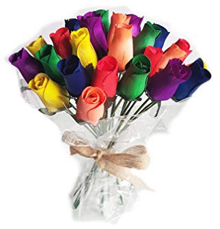 Homestreet - Bouquet di fiori eterni, 2 dozzine di rose in legno in una scelta di colori, regalo floreale istantaneo
