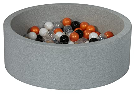 Velinda Piscine à balles pour Enfant, Aire de Jeu + 200 balles (Noir, Blanc, Transparent, Orange1)