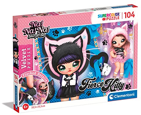 Clementoni - 27563 - Supercolor Puzzle Velvet - Na! Na! Na! Surprise, Puzzle 104 Piezas, Puzzle floccato, Puzzle tattile - Made in Italy, Puzzle niños 6 años, Puzzle Clementoni Puzzle Carton