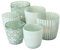 Seaside No.64 - Windlicht-Set 6 teilig aus Glas 7-9cm - Teelichthalter für Romantisches Ambiente - Kerzenständer mit 3 Designs in je 2 Größen - Retro Kristall Ornamente - (Grün, Set)