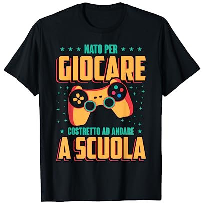 Gaming Ragazzi Videogiocatore Nato Per Giocare Videogiochi Maglietta