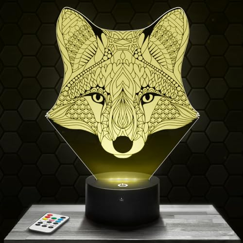 Nachttischlampe - Touch-Nachtlicht Fuchs Tier Mandala 3D-LED-Lampe Illusion, Geschenkidee Weihnachten Geburtstag Junge und Mädchen Nachttischlampe Kinder- oder Erwachsenenzimmer