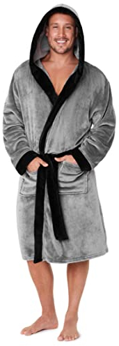 CityComfort Vestaglia Uomo Invernale, Vestaglia da Notte in Pile Morbida e Calda (Grigio Chiaro, L)